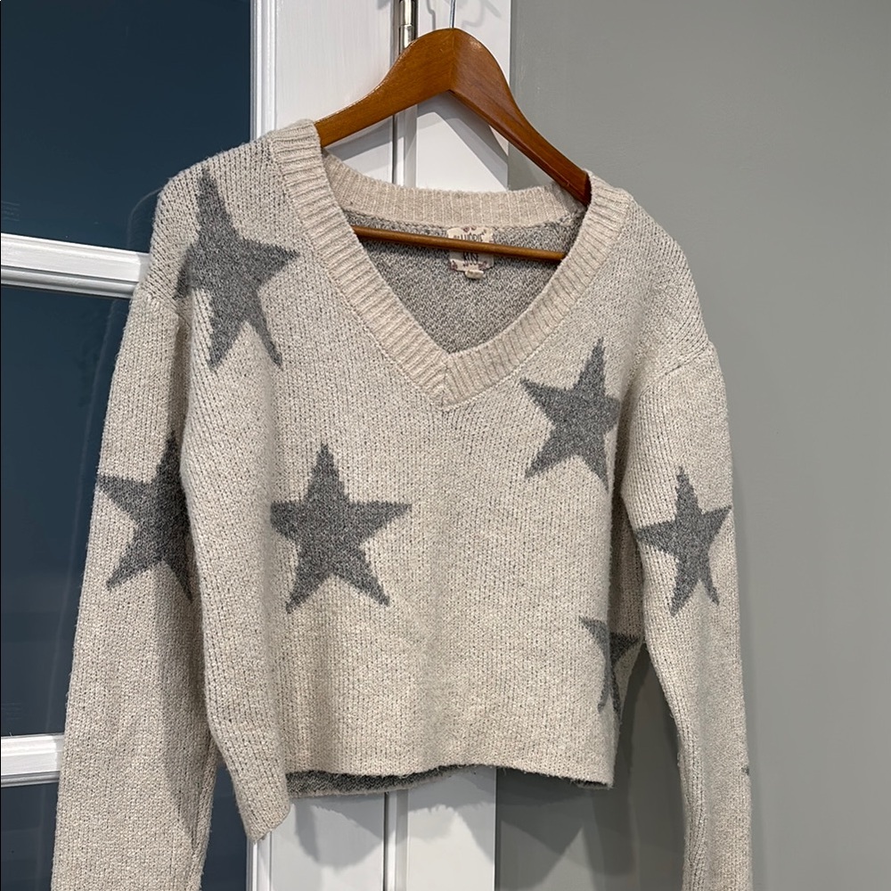 Gray Star Patterned Sweater